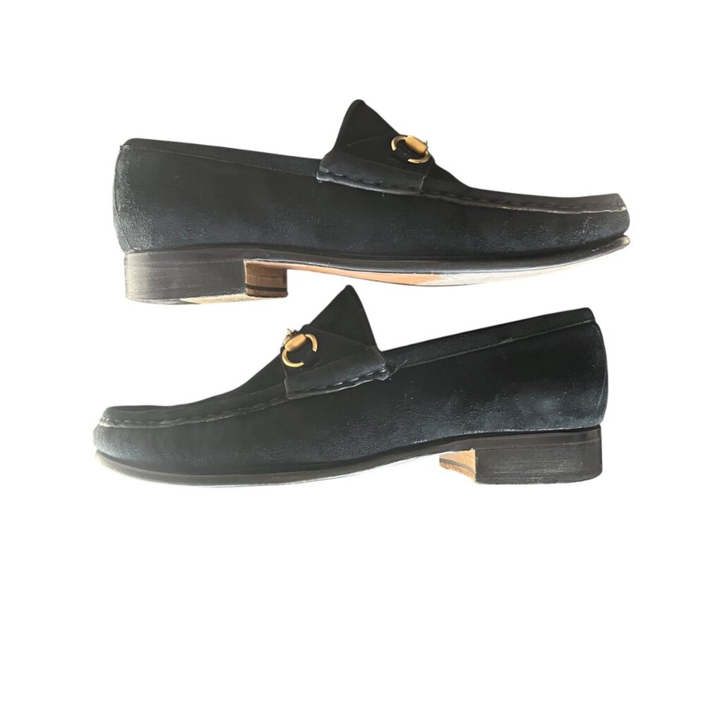 Vintage Gucci Black Suede Horsebit Loafers - Size 6.5 - Picture 5 of 16